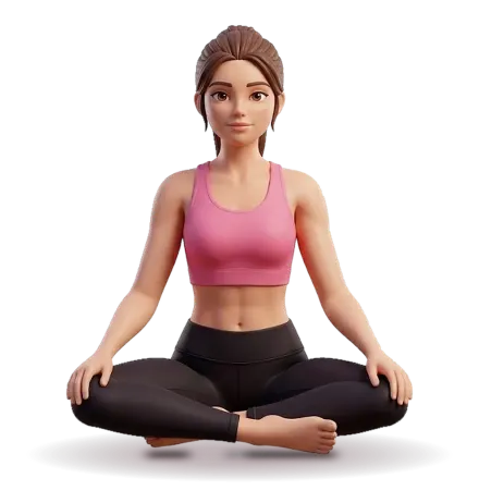 A figure sits facing you with legs crossed at the shins, back tall and hands resting on the knees.